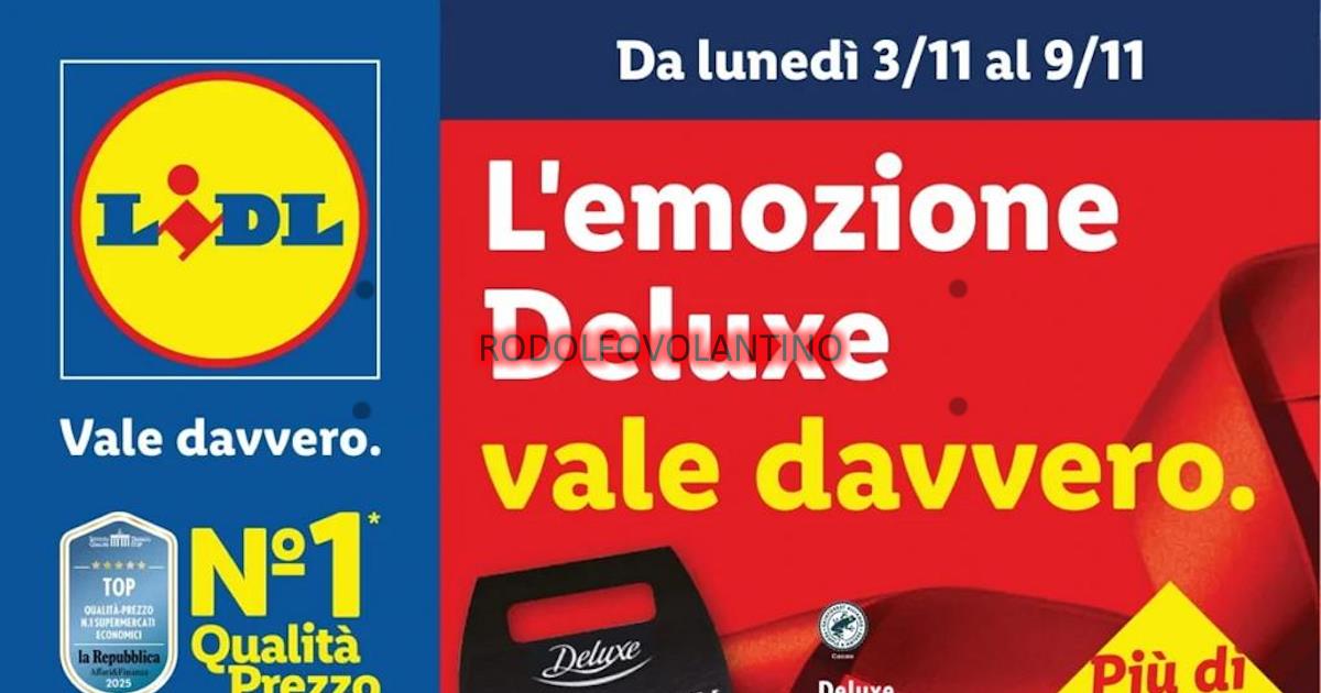 Volantino Lidl 3-9 novembre 2025 con offerte Deluxe, Black Weekend e prodotti Gambero Rosso
